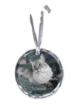 Artdog Balinese - kristalna kroglica s fotografijo, fotografije mačk v kristalu, personaliziran obesek za božično drevo Art-Dog