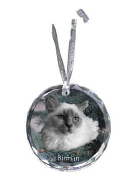 Artdog Birman - kristalna kroglica s fotografijo, fotografije mačke v kristalu, personaliziran obesek za božično drevesce Art-Dog