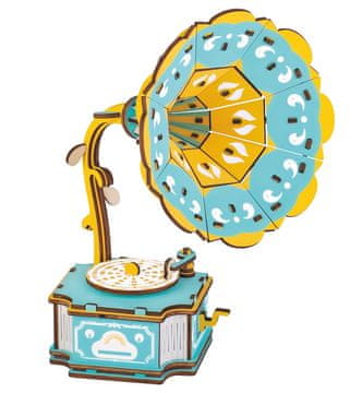 Woodcraft Lesena 3D sestavljanka gramofon