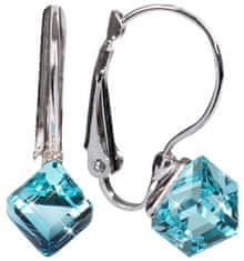 Levien Elegantni uhani Cube Aquamarine