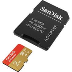 SanDisk 2TB Extreme microSDXC UHS-I z adapterjem do 240MB/s, C10, U3, V30, 4K, 5K, A2, Micro SD kartica