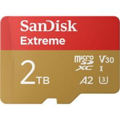 SanDisk 2TB Extreme microSDXC UHS-I z adapterjem do 240MB/s, C10, U3, V30, 4K, 5K, A2, Micro SD kartica
