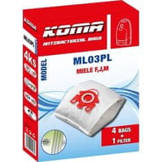 KOMA Vrečke za sesalnik Koma ML03PL - Miele F,J,M s plastičnim tekstilom, 4 kosi