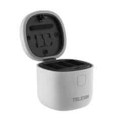 TELESIN Allinova škatla Telesin vodoodporni trikanalni polnilec + 2 bateriji za GoPro Hero 10 / Hero 9 (GP-BTR-905-GY-B)
