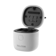 TELESIN Allinova škatla Telesin vodoodporni trikanalni polnilec + 2 bateriji za GoPro Hero 10 / Hero 9 (GP-BTR-905-GY-B)