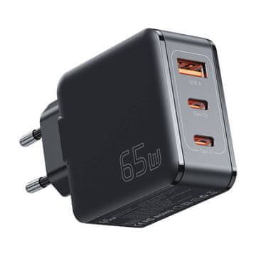 Essager Polnilec, Essager, ECT2CA-JZB01-Z, GaN, USB-A, 2xUSB-C, 65W (črn) - Odprta embalaža