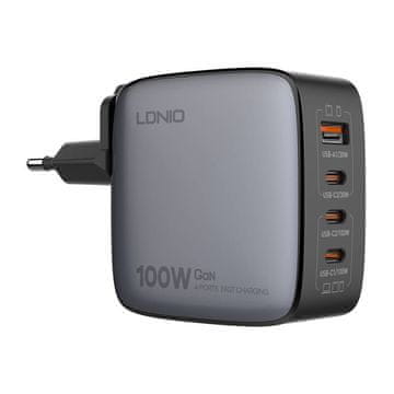 LDNIO LDNIO Q408 100W USB-A + 3x USB-C omrežni polnilnik (črn)