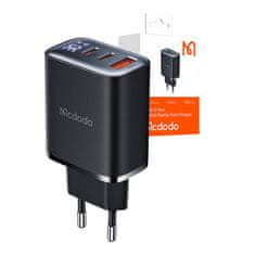 Mcdodo Mcdodo CH-2180 omrežni polnilec z zaslonom 2xUSB-C + USB-A, 30W (črn)
