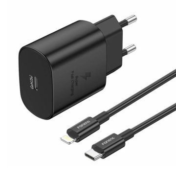 Foneng Foneng EU51 USB-C 25W omrežni polnilnik + kabel USB-C - Lightning (črn)