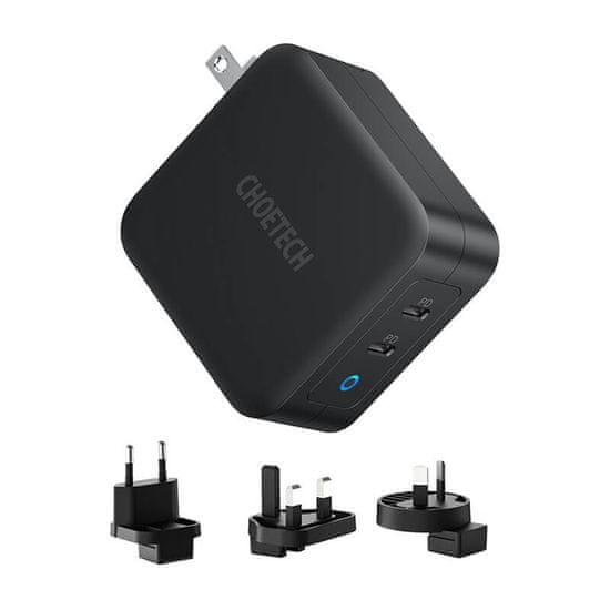 Choetech Choetech PD6008 2xUSB-C PD 100W GaN omrežni polnilnik