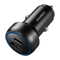 Choetech Choetech 60W 2xUSB-C+USB-A avtomobilski polnilec (črn)
