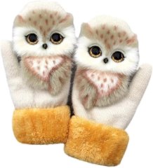Netscroll Puhaste pletene rokavice, zimske rokavice za otroke, tople volnene rokavice za aktivnosti na prostem, motiv sove, CuteMittens