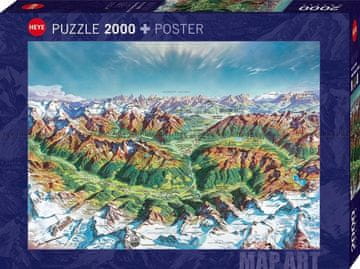 Heye Puzzle Map Art: Gorski svet v Alpah 2000 kosov
