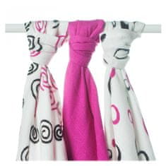 KIKKO Bambusove plenice Spirals&amp;Bubbles 70x70 (3 kosi) - magenta