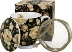 Duo Skodelica+pokrov+cedilo Vrtnice, 510 ml porcelan, darilna embalaža, 9527