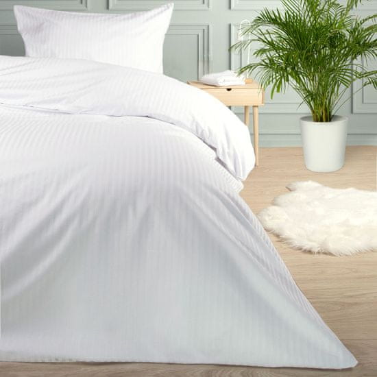 shumee Hotelska prevleka za odejo s preklopom STRIPES, 1 cm bela/160x200