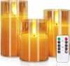 Netscroll Komplet 3 elegantnih okrasnih sveč, baterijsko napajane LED sveče brez plamena z daljinskim upravljalnikom, utripajoč učinek plamena, set 3 sveč, FlickCandles