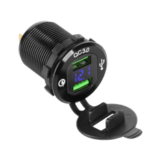 shumee 2xUSB avtopolnilec s funkcijo Quick Charge in merilnikom napetosti
