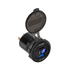 shumee Avtopolnilec USB + USB Type C s funkcijo Quick Charge, Power Delivery in merilnikom napetosti 63 W