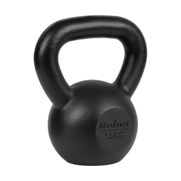 shumee Kettlebell iz litega železa, 14 kg, utež z ročicami za kettle za vaje Rebel