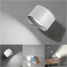 Netscroll LED stenska bralna svetilka, na dotik, nastavljiva svetlost v 3 stopnjah in barvne temperature, 360° magnetna rotacija, USB kabel/polnjenje, prenosna lučka za spalnico, pisarno, omaro, StickLamp, bela