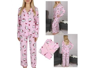 HELLO KITTY Hello Kitty Roza pižama z dolgimi rokavi, širokimi nogami in zapenjanjem na gumbe