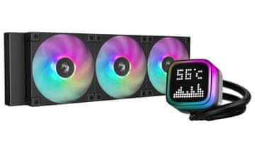 DEEPCOOL Vodni hladilnik LP360 ARGB / 3x120mm ventilator ARGB / digitalni zaslon / črna