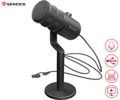 Genesis Radium 350D profesionalni mikrofon, namizni/studio, 192kHz, POP filter, USB-C, PC/MacOS