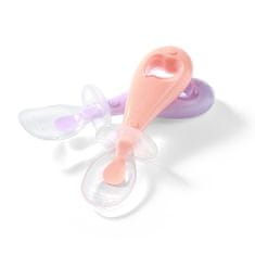 BabyOno Baby Ono silikonska žlica 2 kosa roza, vijolična