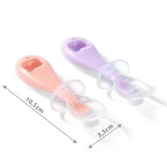 BabyOno Baby Ono silikonska žlica 2 kosa roza, vijolična