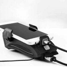 Netscroll 4-v-1 kolesarska luč z držalom za telefon, USB polnilna baterija 4000mAh, sireno in vodoodporno LED sprednjo lučjo, za telefone velikosti 10-17 cm, za kolesa, skiroje in motorje, FastBike