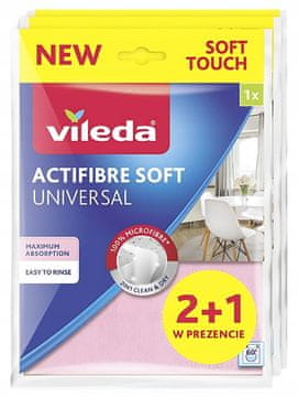 shumee Vileda Set 3 univerzalnih krp Pink absorbent Acifibre Soft
