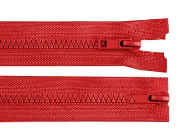 Zadrga kost št. 5 deljiva 2 drsnika / dvosmerna 75 cm jakna - rdeča