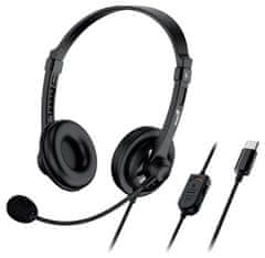 Genius HS-230U, slušalke, slušalke, žične, z mikrofonom, z nadzorom glasnosti, USB-C, črne