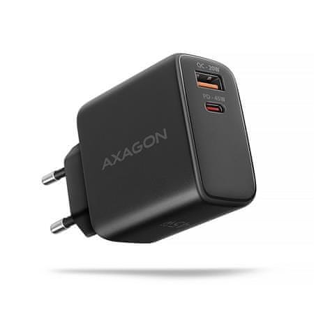 AXAGON ACU-PQ45 GaN omrežni polnilec 45 W, 2x vrata (USB-A + USB-C), PD3.0/PPS/QC4+/SFC 2.0/AFC/Apple