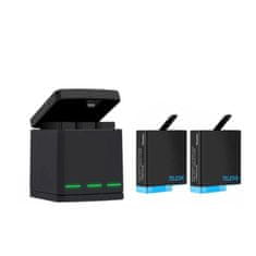 3-slot polnilec za GoPro Hero 8 + 2 bateriji, črn