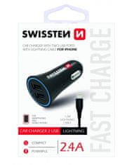 SWISSTEN cl adapter 2,4a power 2x usb + lightning kabel