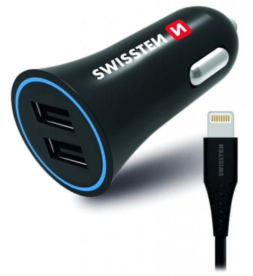 SWISSTEN cl adapter 2,4a power 2x usb + lightning kabel