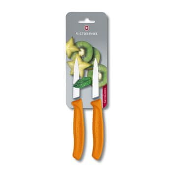 Victorinox 6.7636.L119B set dveh nožev za zelenjavo, valovito rezilo 8 cm, oranžna