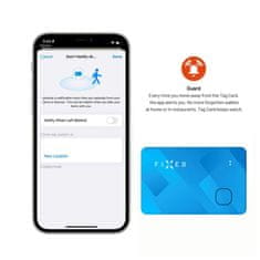 FIXED FIXED pametna lokacijska kartica (Tag card) za aplikacijo Apple Find My, brezžično polnjenje, modra (FIXTAG-CARD-BL)