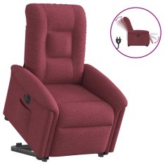 Vidaxl Električni naslanjač s funkcijo vstajanja vinsko rdeč