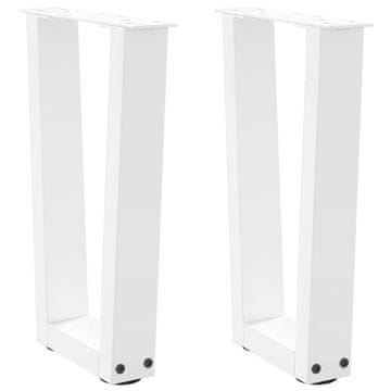 Vidaxl Noge za klubsko mizico v obliki črke V 2 kosa bele 28 x (42-43,3) cm jeklo