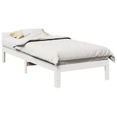 Vidaxl Posteljni okvir brez vzmetnice bel 80x200 cm trdna borovina