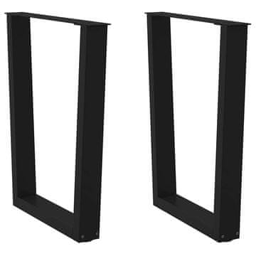 Vidaxl Noge za jedilno mizo v obliki črke V, 2 kosa, črne, 70 x (72-73,3) cm, jeklo