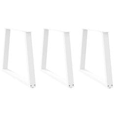 shumee vidaXL Noge jedilne mize V-oblike 3 kosi bele 70x(72-73,3) cm jeklo