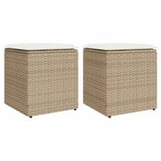 Vidaxl Vrtni stolčki z blazinami 2 kosa Bež 40x40x43 cm poli ratan