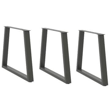 Vidaxl Noge za jedilno mizo v obliki črke V, 3 kosi, antracitne, 70 x (72-73,3) cm, jeklo