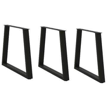 Vidaxl Noge za jedilno mizo v obliki črke V, 3 kosi, črne, 70 x (72-73,3) cm, jeklo