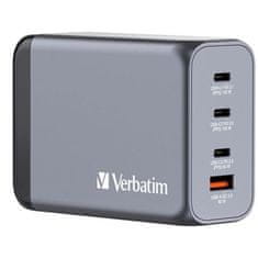Verbatim Potovalni adapter GNC-240, GaN vtič, 3x USB-C PD 140W 100W 65W, 1xUSB-A QC 3.0