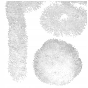 Korbi Božični trak, bel praznična dekoracija, 6 m, debela XXL, 10 cm